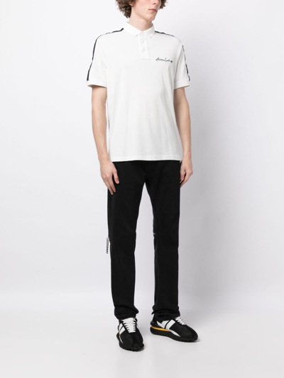Shop Armani Exchange Embroidered-logo Cotton Polo Shirt In White
