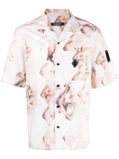 Shop A-cold-wall* Diamond-monogram Short-sleeve Shirt In Brown