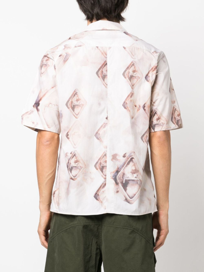 Shop A-cold-wall* Diamond-monogram Short-sleeve Shirt In Brown