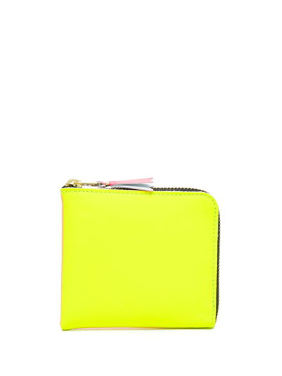 Shop Comme Des Garçons Super Fluo Zipped Leather Wallet In Yellow