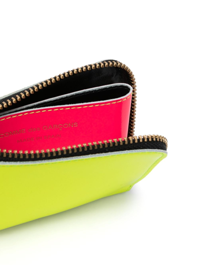 Shop Comme Des Garçons Super Fluo Zipped Leather Wallet In Yellow