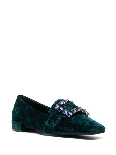 Shop Roberto Festa Felisa Slip-on Velvet Loafers In Green