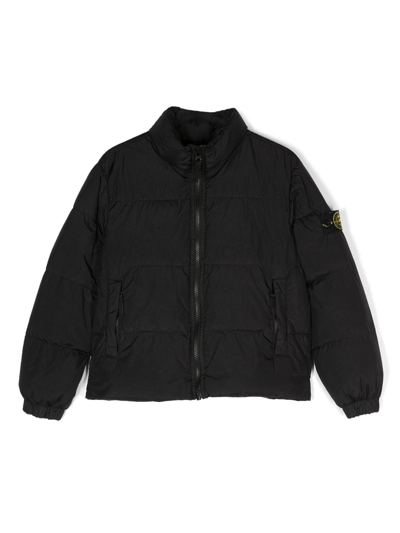 Shop Stone Island Junior Compass-motif Padded Jacket In Black