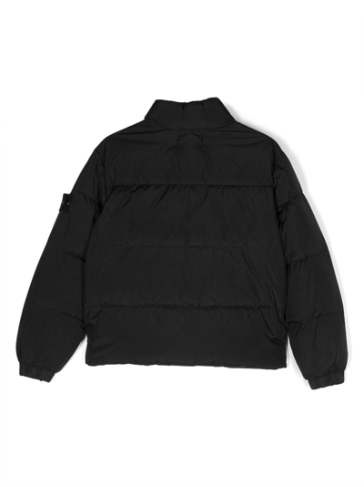 Stone Island Compass-motif Padded Jacket In Black
