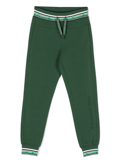 Shop Karl Lagerfeld Logo-print Drawstring Track Pants In Green