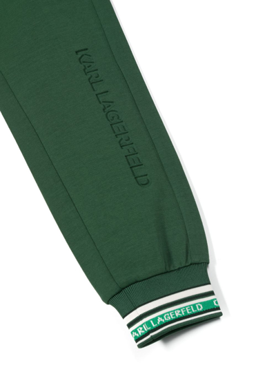 Shop Karl Lagerfeld Logo-print Drawstring Track Pants In Green