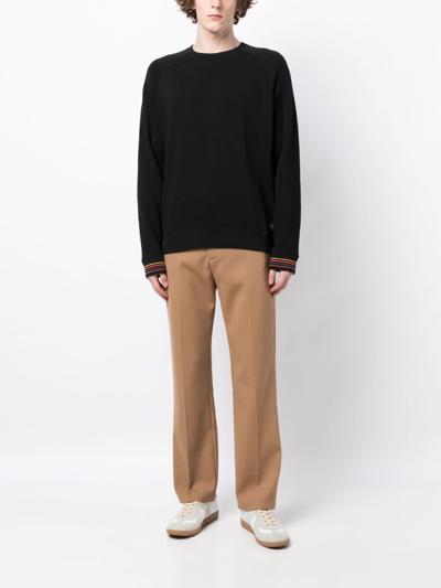 Shop Paul Smith Contrasting-trim Detail Cotton Sweatshirt In Black