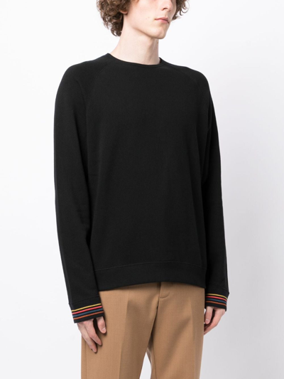 Shop Paul Smith Contrasting-trim Detail Cotton Sweatshirt In Black