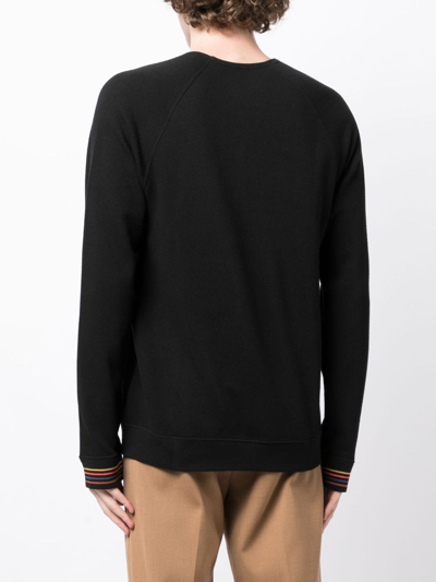 Shop Paul Smith Contrasting-trim Detail Cotton Sweatshirt In Black