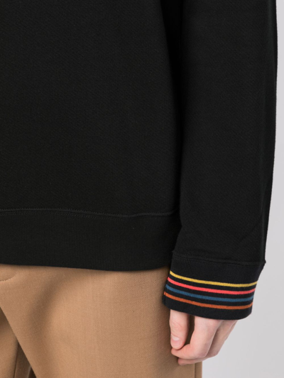Shop Paul Smith Contrasting-trim Detail Cotton Sweatshirt In Black