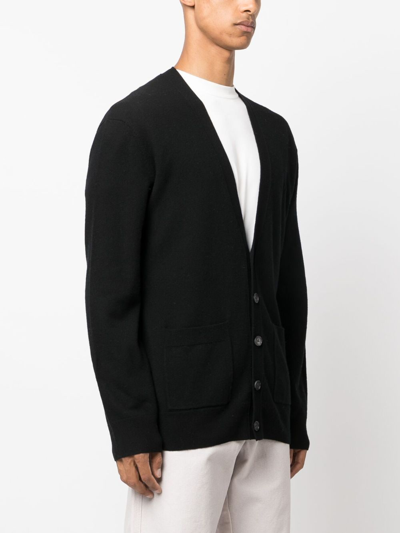 Shop Apc Fine-knit V-neck Cardigan In Black