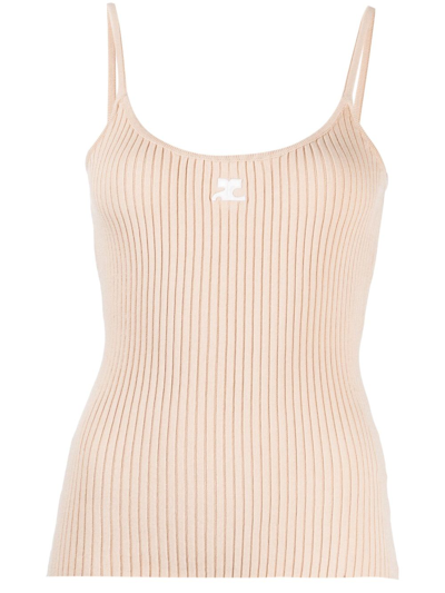 Courrèges Reedition Knit Tank Top In Brown
