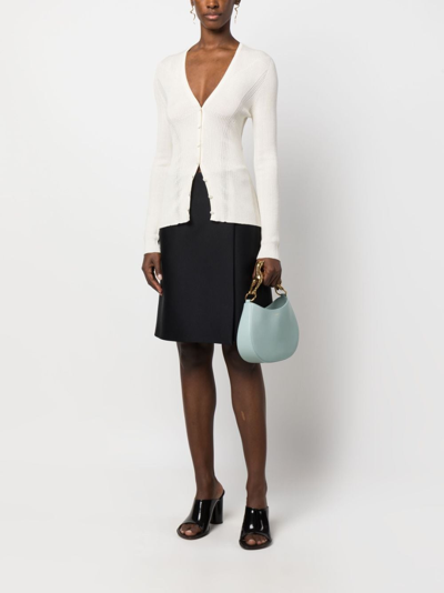 Shop Lanvin Ribbed V-neck Cardigan In White