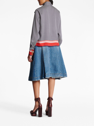 Balmain Pussy-bow Monogram-printed Shirt In Sik