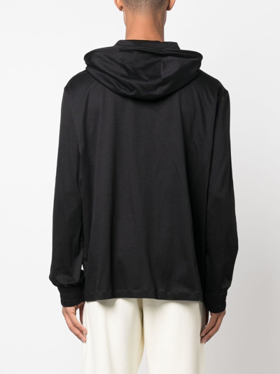 Shop Kiton Long-sleeve Hooded Jacket In Black