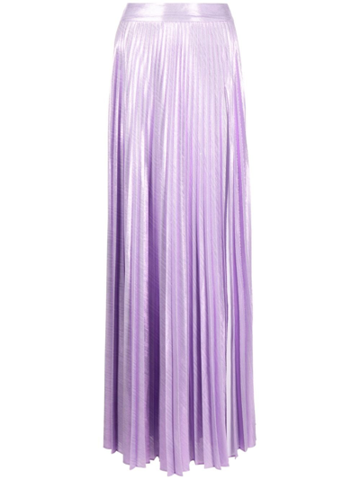 Shop Retroféte Cressida Pleated Maxi Skirt In Purple