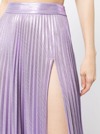 Shop Retroféte Cressida Pleated Maxi Skirt In Purple