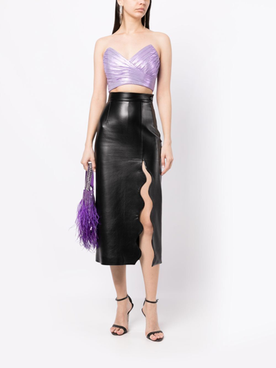 Shop Retroféte Sophia Metallic Crop Top In Purple