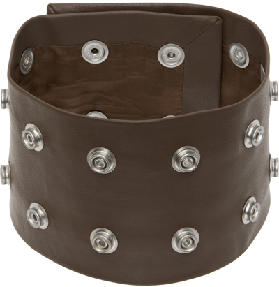 Shop Rick Owens Brown Leather Choker In 04 Brown