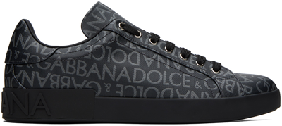 Shop Dolce & Gabbana Black Portofino Sneakers In 8b969 Nero/grigio