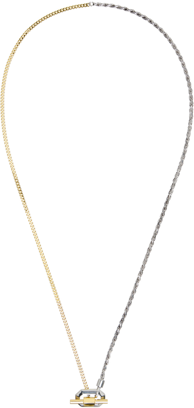 Shop Bottega Veneta Gold & Silver Chain Necklace In 8119-silver/yellow G
