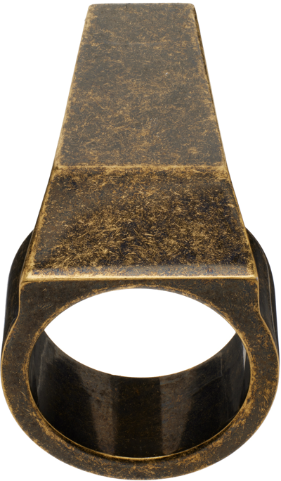 Shop Rick Owens Gold Trunk Ring In 82 Dark Bronze