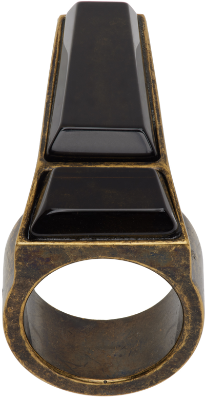 Shop Rick Owens Gold Crystal Trunk Ring In 82 Dark Bronze
