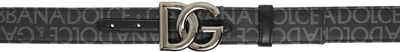 Shop Dolce & Gabbana Black Logo Belt In 8b969 Nero/grigio