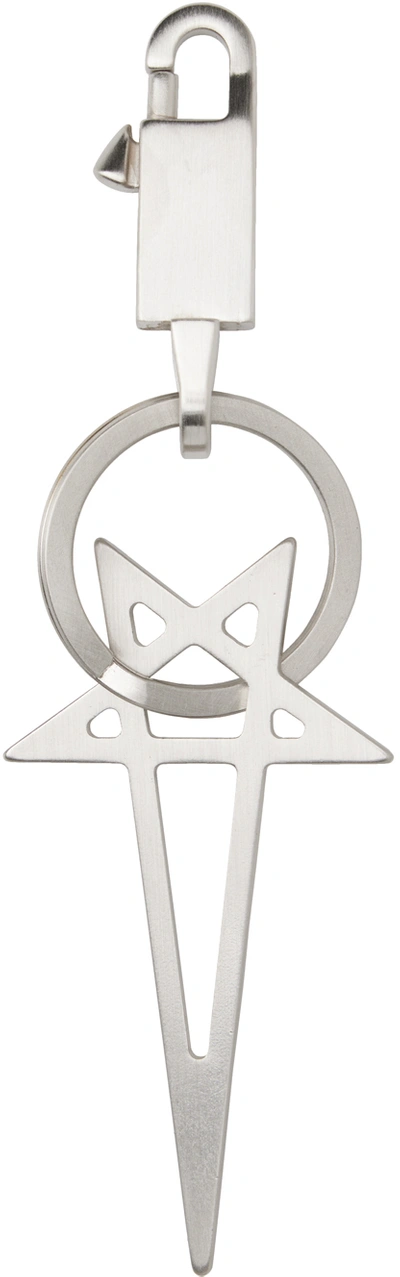 Shop Rick Owens Silver Pentagram Keychain In 128 Palladium