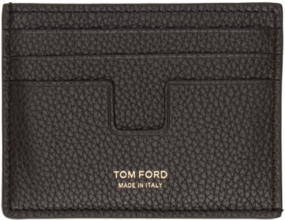 Shop Tom Ford Brown Classic Card Holder In 3bj02 Chocolate + Al