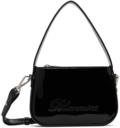 Shop Blumarine Black Mini Rhinestone Logo Bag In N0990 Nero
