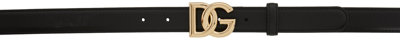 Shop Dolce & Gabbana Black Logo Belt In 80999 Black