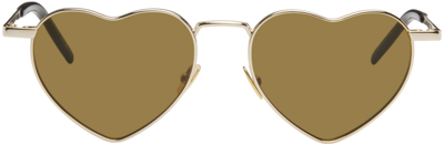 Shop Saint Laurent Gold Sl 301 Sunglasses In 015 Gold/brown