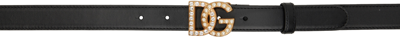 Shop Dolce & Gabbana Black Bejeweled 'dg' Belt In 8s574 Black