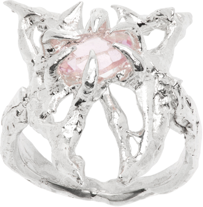 Shop Harlot Hands Ssense Exclusive Silver Butterfly Ring In Light Rose