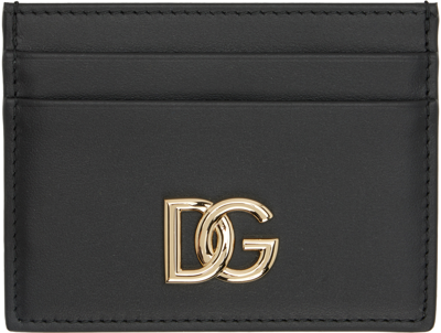Shop Dolce & Gabbana Black 'dg' Card Holder In 80999 Nero