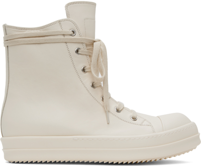 Shop Rick Owens Off-white Leather Sneakers In 1111 Milk/milk/milk