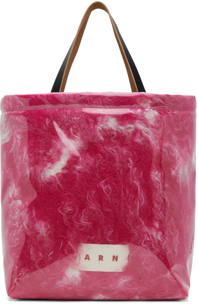 Shop Marni Pink Patch Tote In 00c57 Fuchsia