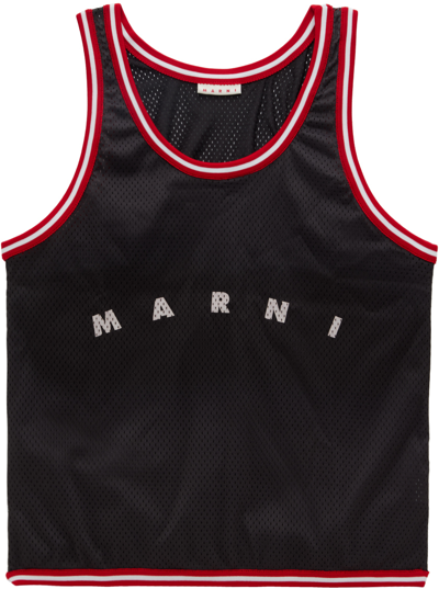 Shop Marni Black Logo Tote In 00n99 Black