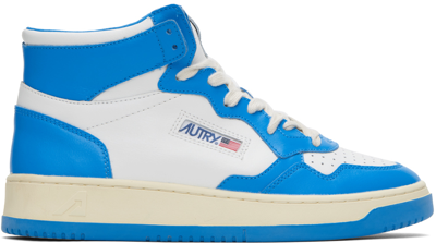 Shop Autry Blue & White Medalist Sneakers In Leat/leat Wht/cobalt