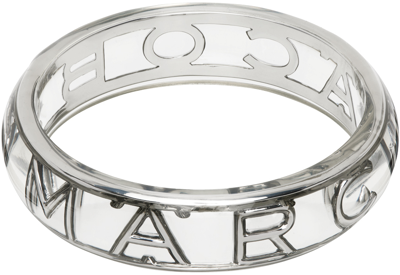 Shop Marc Jacobs Silver 'the Monogram Bangle' Bracelet In 979 Clear/silver