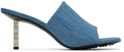Shop Givenchy Blue G Cube Denim Mules In 420 Medium Blue