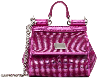 Shop Dolce & Gabbana Pink Mini Sicily Bag In 8z432 Bouganville