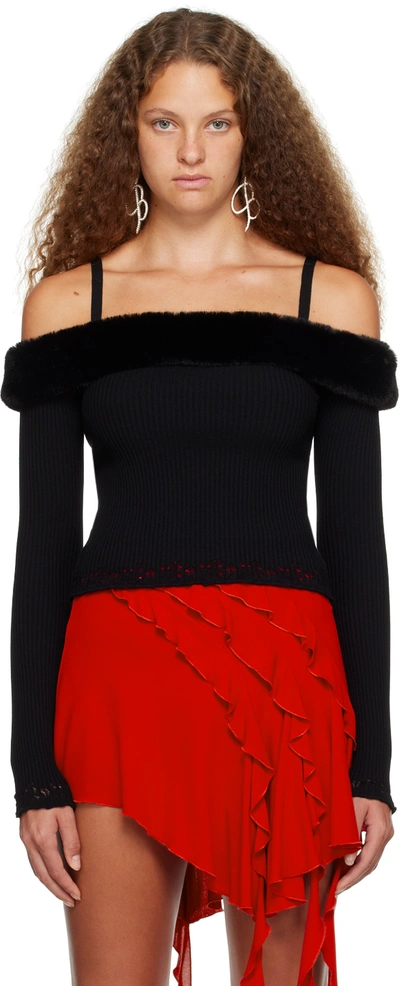 Shop Blumarine Black Embroidered Sweater In N0990 Nero