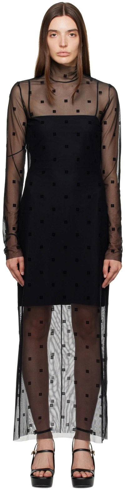Shop Givenchy Black Sheer Maxi Dress In 001 Black