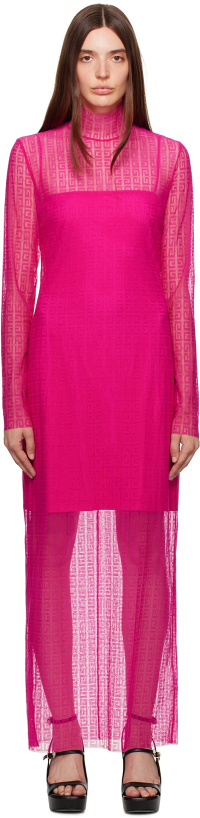 Shop Givenchy Pink 4g Maxi Dress In 675 Fuchsia