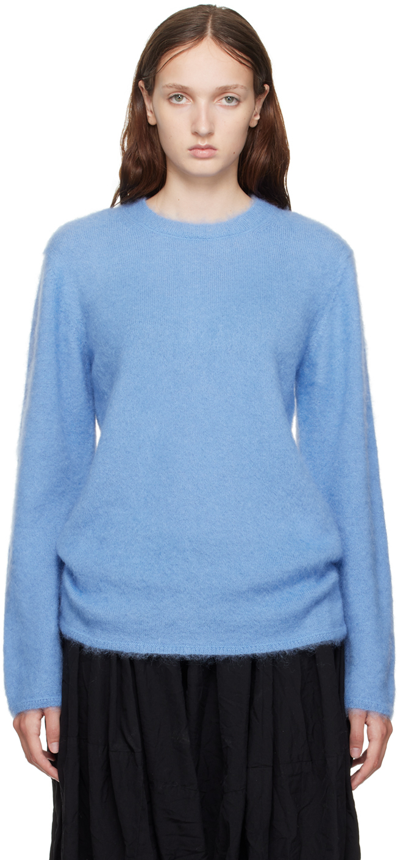 Shop Comme Des Garçons Homme Deux Blue Crewneck Sweater In 4 Blue