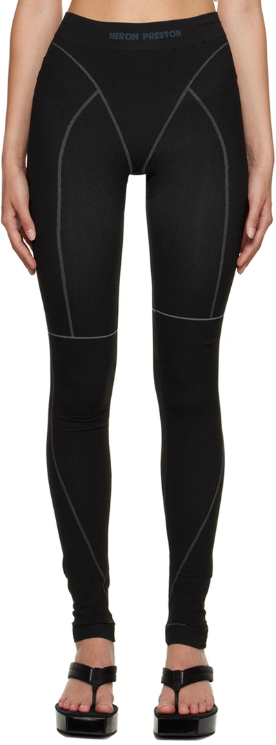 Heron Preston Logo-waistband High Waisted Leggings In Black White