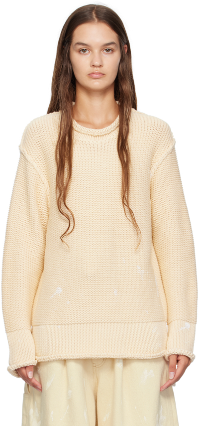Shop R13 Off-white Rolled Edge Sweater In Natural With Pain