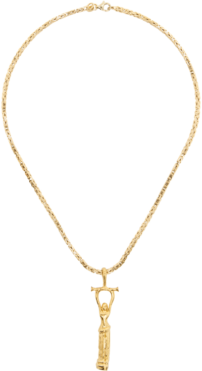 Shop Alighieri Ssense Exclusive Gold 'the Immortal Wanderlust Wrap' Necklace In 24 Gold